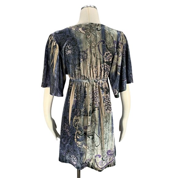 Volume One Large Dress NWT Velvet Gray Knee V Neck - Picture 3 of 6